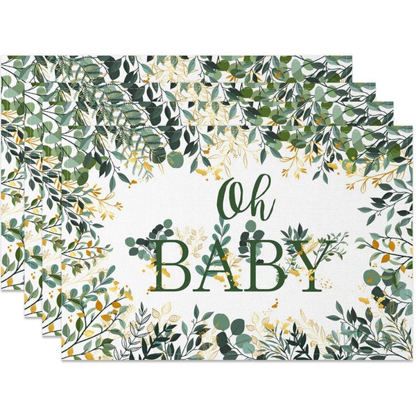 Aperturee Oh Baby Spring Greenery Dining Set of 4 Placemats, 14x12 Inch, 15.8 USD, placemats, CDJY00637-S