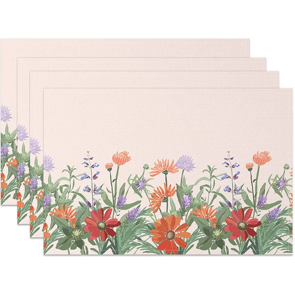Aperturee Sweet Baby Pink Floral Placemats Set of 4, for Spring Baby Shower and Girls Birthday Party Table Decor, 14x12in (WxH), 15.8 USD, placemats