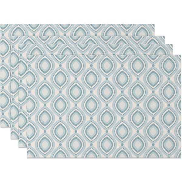 Aperturee Modern Geometric Placemats Set of 4, with Blue and White Oval Pattern for Contemporary Kitchen Decor, 14x12in (WxH), 15.8 USD, placemats,