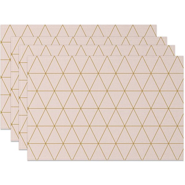 Aperturee Modern Gray and Pink Rhombus Dining Set of 4 Placemats, for Contemporary Geometric Kitchen Table Decor, 14x12in (WxH)
