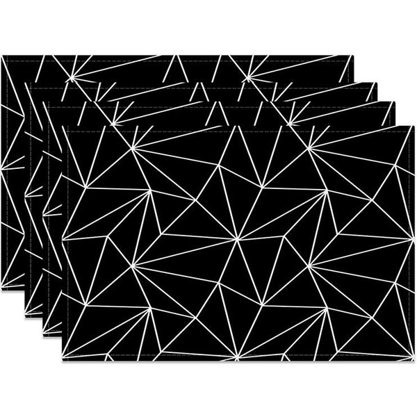 Aperturee Black and White Abstract Geometric Set of 4 Placemats, for Modern Minimalist and Contemporary Decor, 14x12in (WxH)