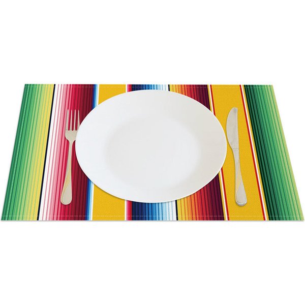 Aperturee Bright Color Mexican Carnival Set of 4 Placemats, 14x12 Inch, 15.8 USD, placemats, CDLX00184-S