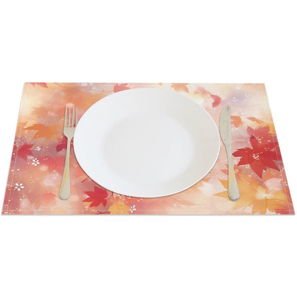 Aperturee Sweet Color Bokeh Maple Leaves Set of 4 Placemats, 14x12 Inch, 15.8 USD, placemats, CDLX00206-S