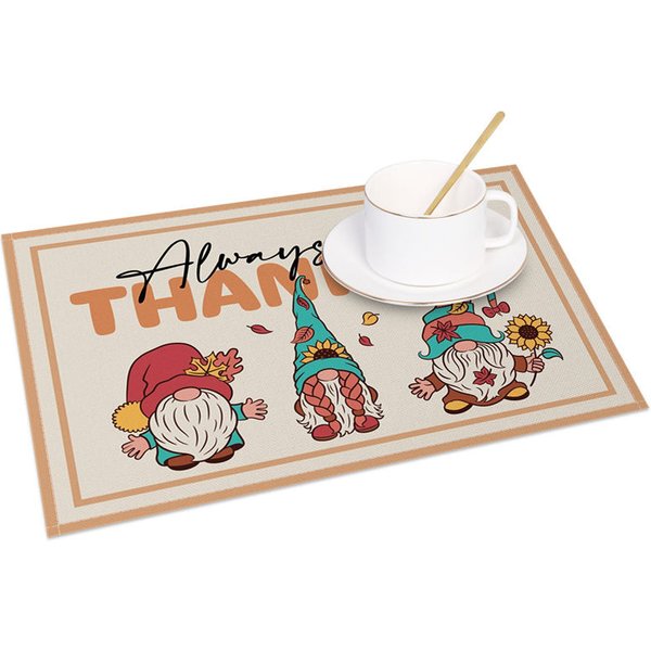 Aperturee Christmas Gnomes Set of 4 Placemats in Khaki, for Festive Holiday and Scandinavian Farmhouse Decor, 14x12in (WxH)