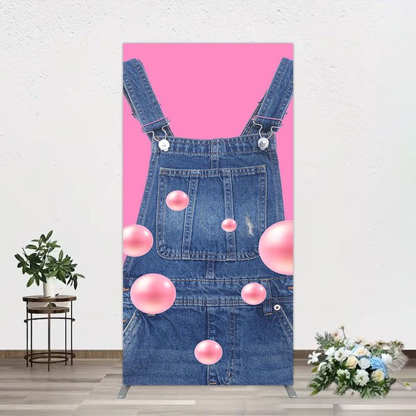 Aperturee Pink Jeans With Pearl Cartoon Birthday Rectangle Backdrop, 1.6 x 4 ft (0.5 x 1.2 m), 98.18 USD, arch backdrop kit, CJGD9N77CF-AJ