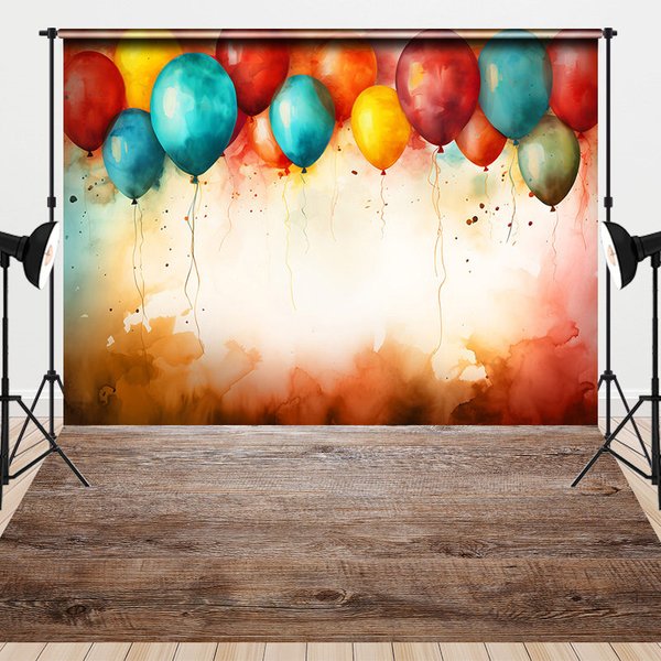 Aperturee Retro Painted Balloons Wood Floor Combo Set Backdrop, 7 x 5 ft / 7 x 5 ft, 97.4 USD, combo set backdrops, CJHD9N11-D, MATCYHD0S42-D