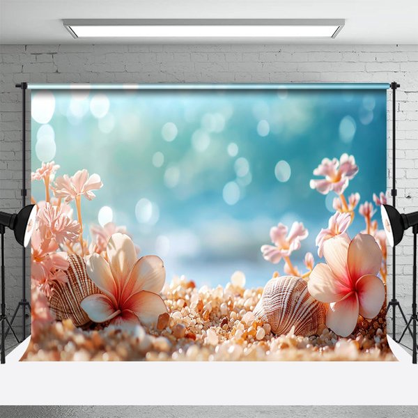 Aperturee Floral Under The Sea Shells Bokeh Photo Backdrop, 3X2FT(1MX0.6M), 14 USD, summer backdrops, DCHD2L79-M