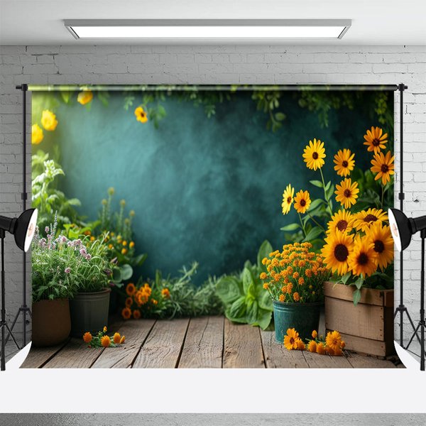 Aperturee Sunflower Backyard Warm Sunshine Spring Backdrop, 3X2FT(1MX0.6M), 14 USD, spring backdrops, DCHD3L06-M