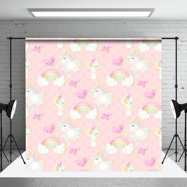 Aperturee Rainbow Unicorn Balloon Birthday Cake Smash Backdrop, 3X2FT(1MX0.6M), 14 USD, birthday cake smash backdrops, DCHD6K49-M
