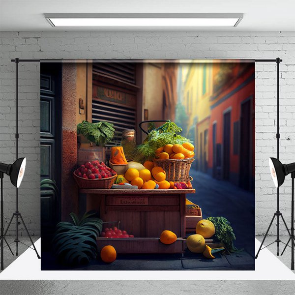 Aperturee Street Side Fruit Shop Valley Photography Backdrop, 3X2FT(1MX0.6M), 14 USD, fine art backdrops, DCHD9K73-M