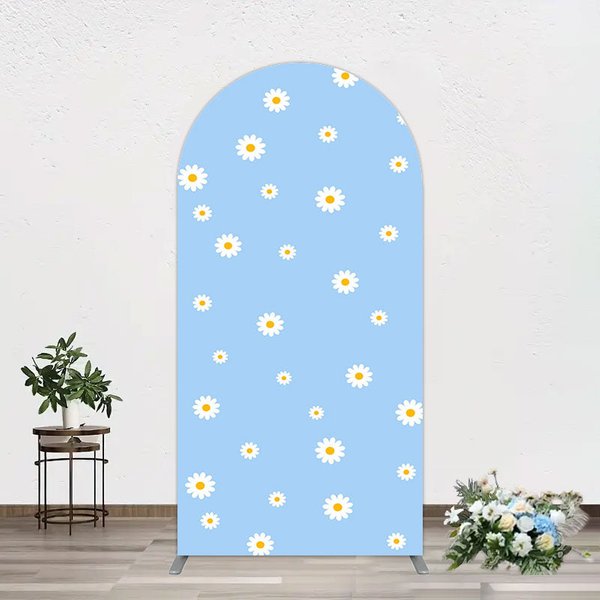 Aperturee Fresh Blue Spring Daisy Happy Birthday Arch Backdrop, 1.6 x 4 ft (0.5 x 1.2 m), 98.18 USD, arch backdrop kit, DMGD0Y84-AJ