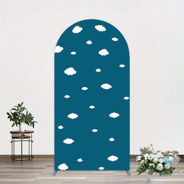 Aperturee Cartoon Blue Sky White Clouds Birthday Arch Backdrop, 1.6 x 4 ft (0.5 x 1.2 m), 98.18 USD, arch backdrop kit, DMGD0Y86-AJ