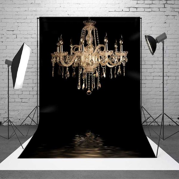 Aperturee Luxury Crystal Chandelier Backdrop Elegant Fine Art Black Background for Professional Portraits Studio