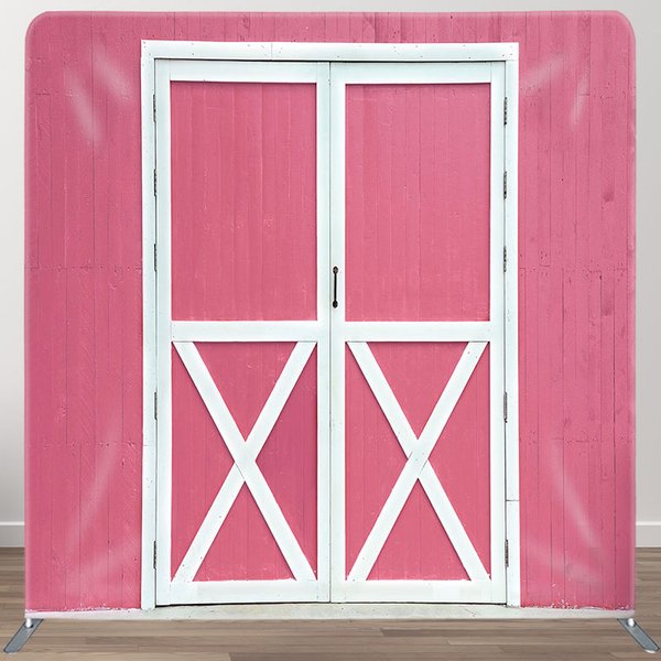 Aperturee Rural Retro Pink Barn Door Square Tension Backdrop, 6X6FT(1.8X1.8M), 111 USD, square double-sided backdrops, DSAH0B379-F