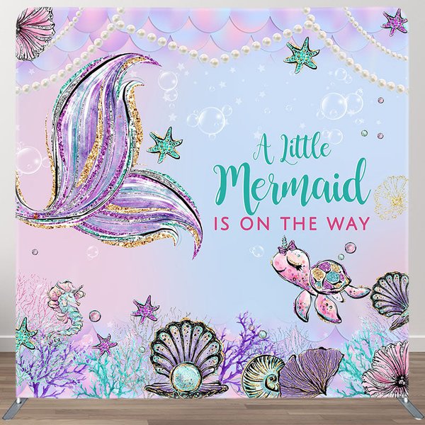Aperturee Mermaid Under The Sea Glitter Square Tension Backdrop, 6 x 6 ft (1.8 x 1.8 m), 111 USD, square double-sided backdrops, DSAH0B643-F