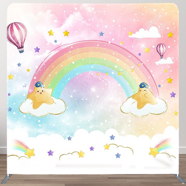 Aperturee Colorful Starry Sky Rainbow Square Tension Backdrop, 6X6FT(1.8X1.8M), 111 USD, square double-sided backdrops, DSAH0B648-F