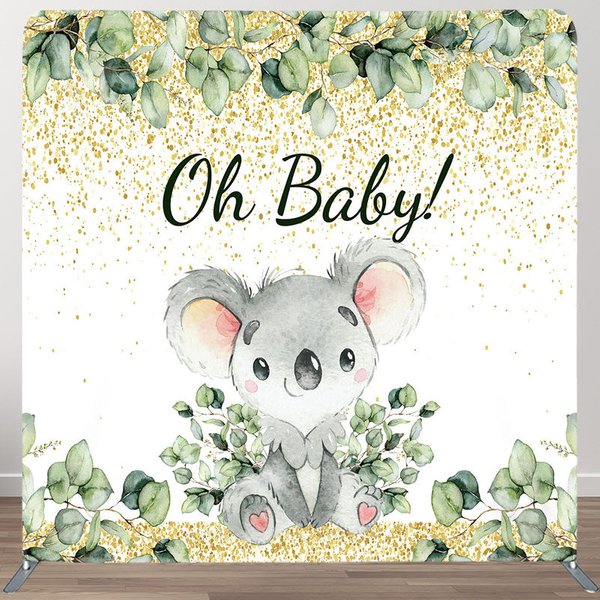 Aperturee Cute Boho Koala Baby Shower Square Tension Backdrop, 6 x 6 ft (1.8 x 1.8 m), 111 USD, square double-sided backdrops, DSAH0C498-F