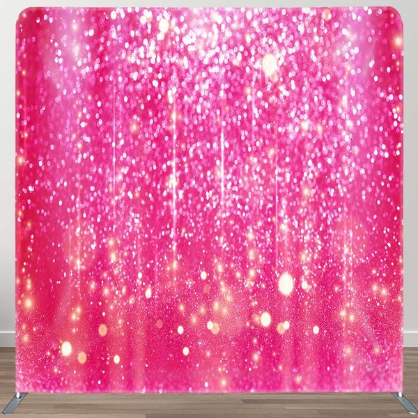 Aperturee Hot Pink Gold Glitter Party Pillow Cover Backdrop, 6X6FT(1.8X1.8M), 111 USD, DSAH0E323-F, square double-sided backdrops