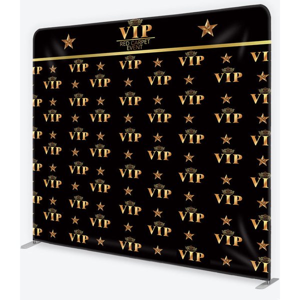 Aperturee VIP Tension Fabric Backdrop, Gold Crown Red Carpet Event Step and Repeat Studio