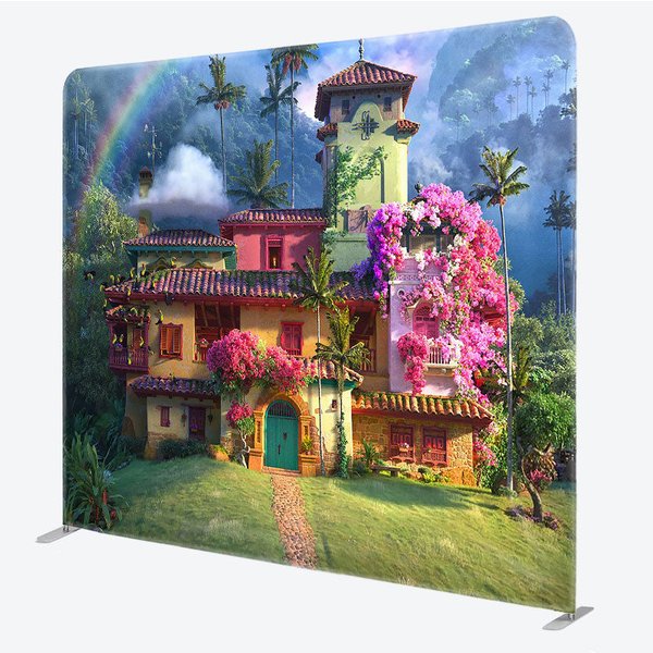 Aperturee Magical Tropical House Tension Fabric Backdrop Colorful Floral Villa Decoration Colombian Casita Background Studio Prop