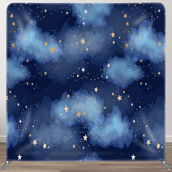 Aperturee Blue Night Stars Cloud Birthday Pillow Case Backdrop, 6X6FT(1.8X1.8M), 111 USD, square double-sided backdrops, DSH0A495-F