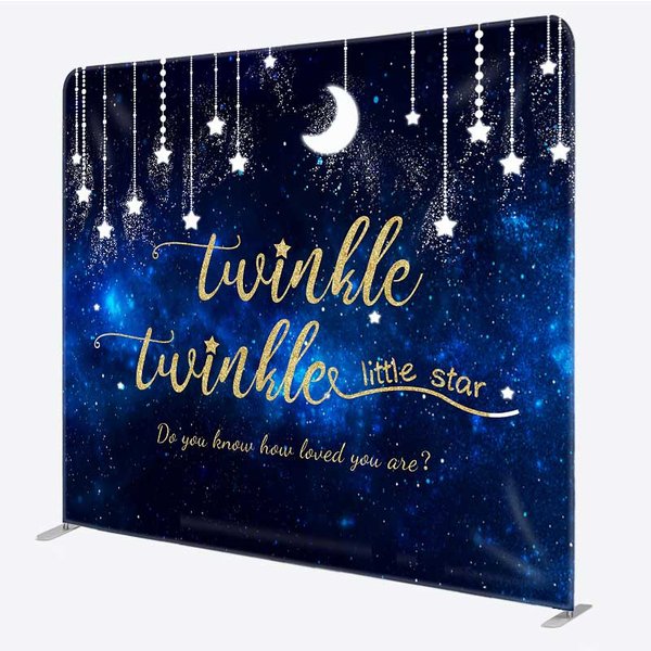 Aperturee Twinkle Star Galaxy Moon Baby Shower Tension Backdrop, 6x6ft (WxH), 111 USD, square double-sided backdrops, DSHJ06250-F