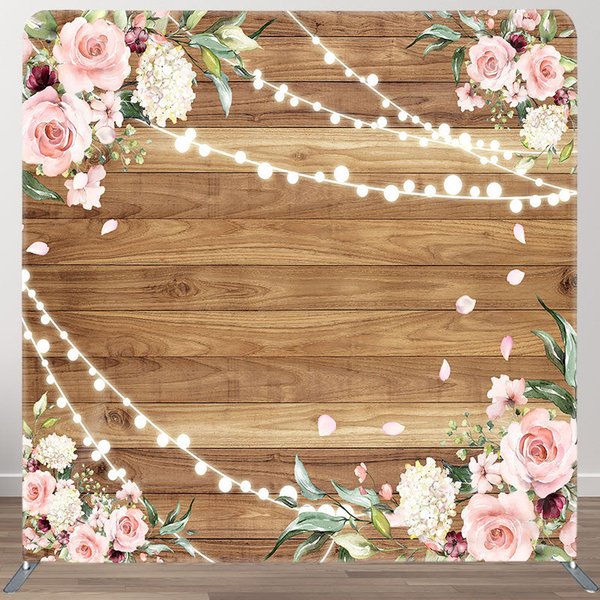 Aperturee Lighted Rose Leaves Wood Wedding Pillow Case Backdrop, 6 x 6 ft (1.8 x 1.8 m), 111 USD, square double-sided backdrops, DSHJ07053-F