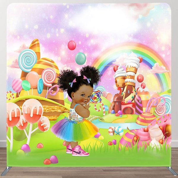 Aperturee Cartoon Candyland Birthday Square Tension Backdrop, 6 x 6 ft (1.8 x 1.8 m), 111 USD, square double-sided backdrops, DSHJ07073-F