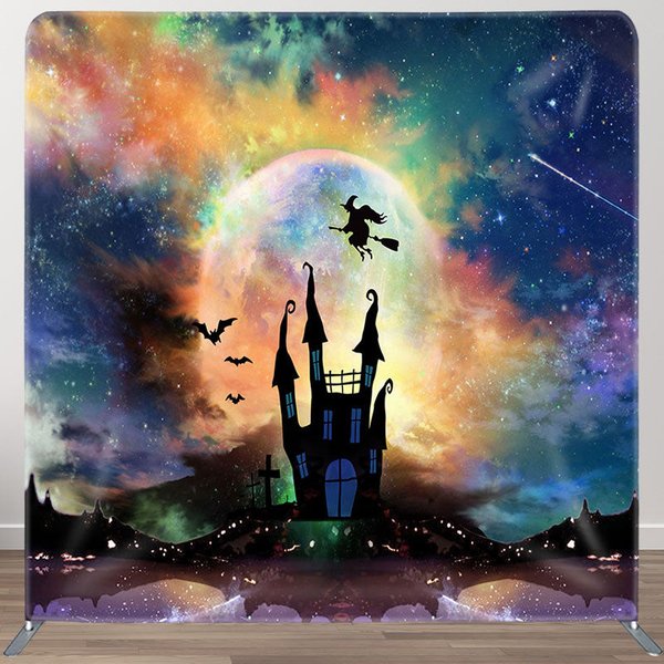 Aperturee Magical Sky Halloween Castle Square Tension Backdrop, 6 x 6 ft (1.8 x 1.8 m), 111 USD, square double-sided backdrops, DSHJ07364-F