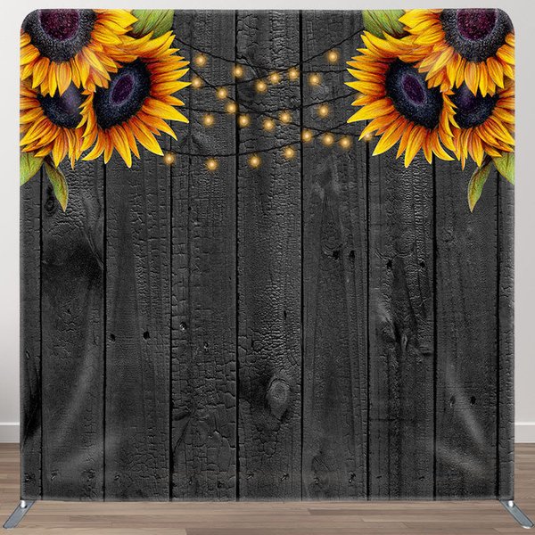 Aperturee Sunflower Grey Wooden Wedding Pillow Cover Backdrop, 6 x 6 ft (1.8 x 1.8 m), 111 USD, square double-sided backdrops, DSLH0C339-F