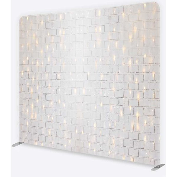 Aperturee Tension Fabric Backdrop White Brick Wall String Lights Studio Prop