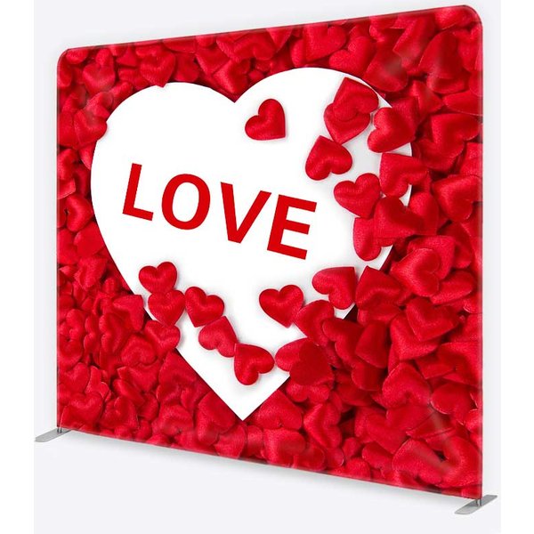 Aperturee Valentines Day LOVE Heart Tension Fabric Backdrop, Professional Romance Photography Background