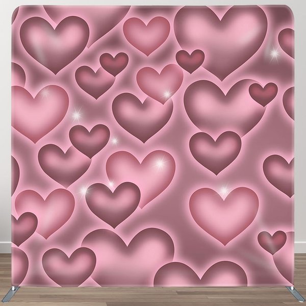 Aperturee Romantic Pink Heart Wedding Square Tension Backdrop, 6 x 6 ft (1.8 x 1.8 m), 111 USD, square double-sided backdrops, DSZH0D638-F