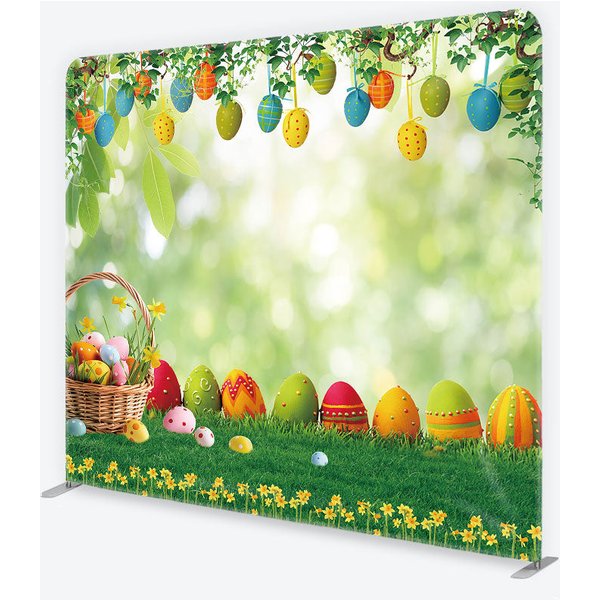 Aperturee Easter Eggs in Basket on Green Grass Backdrop, Professional Spring Nature Studio Background for Photography