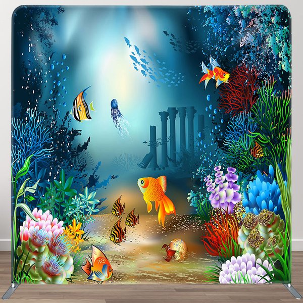 Aperturee Colorful Undersea World Birthday Pillow Case Backdrop, 6 x 6 ft (1.8 x 1.8 m), 111 USD, square double-sided backdrops, DSZH0G076-F