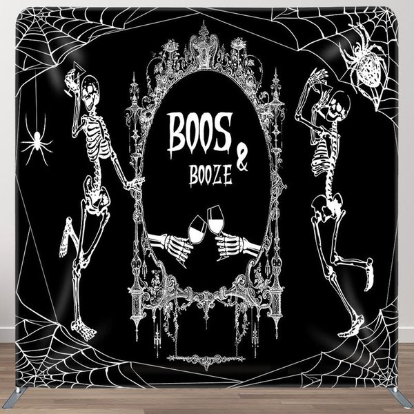 Aperturee Boos And Booze Halloween Square Tension Backdrop, 6 x 6 ft (1.8 x 1.8 m), 111 USD, square double-sided backdrops, DSZH0G498-F