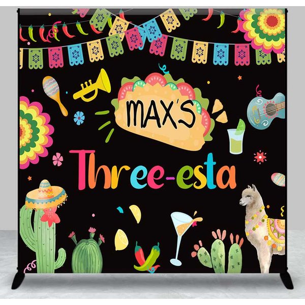 Aperturee Custom Taco Bout A Third Birthday Backdrop, Colorful Mexican Fiesta Party Banner, Personalized Cactus and Llama Decor, 3x3ft (WxH)