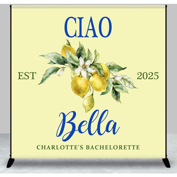 Aperturee Lemon Ciao Custom Est Name Bachelorette Party Backdrop, 3X3FT(1X1M), 15 USD, custom bridal shower backdrops, DZCJ9N50-O