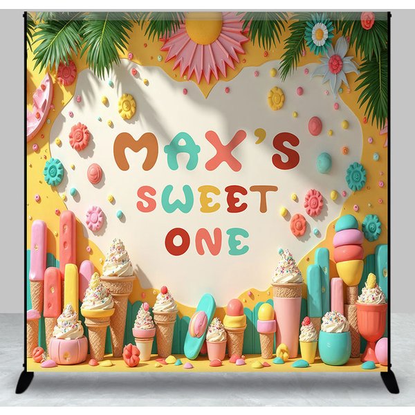 Aperturee Sweet Dessert Summer Shop Custom Birthday Backdrop, 3X3FT(1X1M), 15 USD, custom birthday backdrops, DZHFHD4J63-O