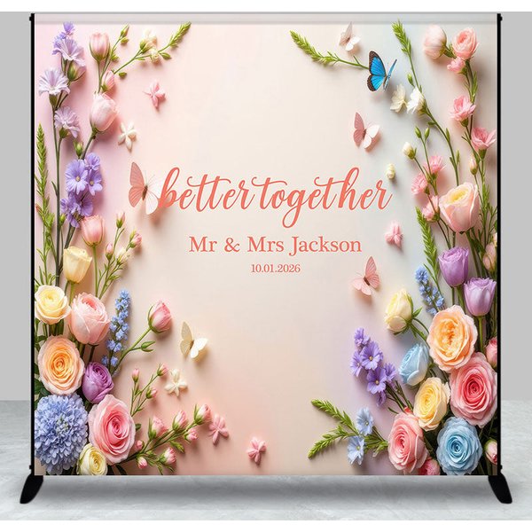 Aperturee Custom Sweet Photo Better Together Wedding Backdrop, 3X3FT(1X1M), 15 USD, custom wedding backdrops, DZHFHD9J40-O