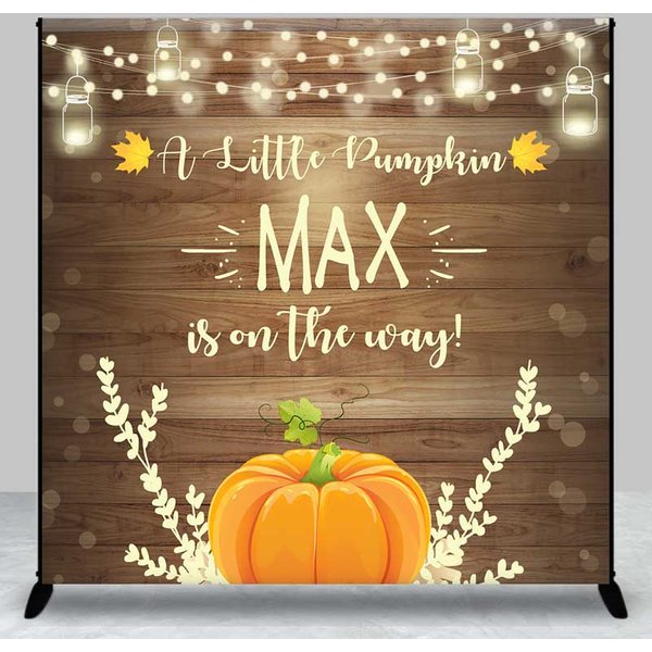 Aperturee A Little Pumpkin Is On The Way Custom Backdrop, Rustic Wood and Pumpkin, Fall Themed Baby Shower Banner Decor, 3x3ft (WxH), 15 USD