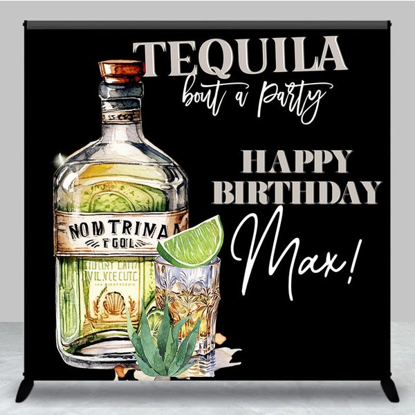 Aperturee Tequila Bout A Party Custom Happy Birthday Backdrop, 3X3FT(1X1M), 15 USD, custom birthday backdrops, DZJW5Q59-O