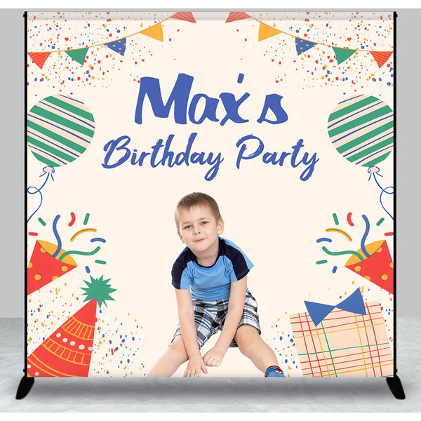 Aperturee Personalized Kid Birthday Party Colorful Backdrop, Professional Children Studio Decor