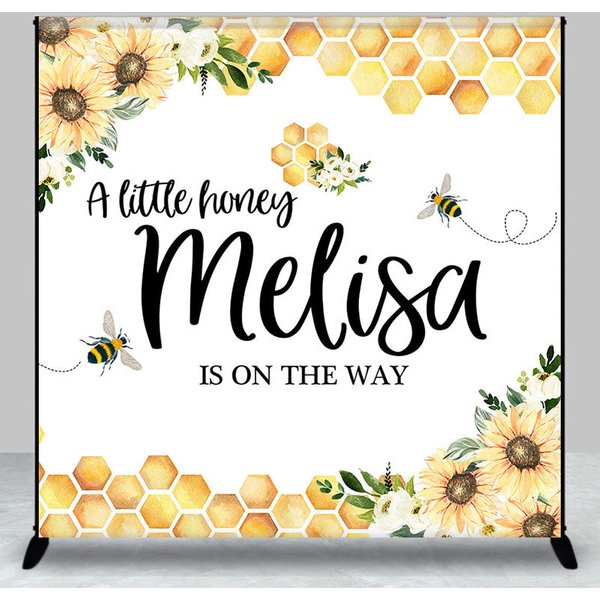 Aperturee Floral Little Honey Custom Name Baby Shower Backdrop, 3X3FT(1X1M), 15 USD, custom baby shower backdrops, DZLH0C947-O