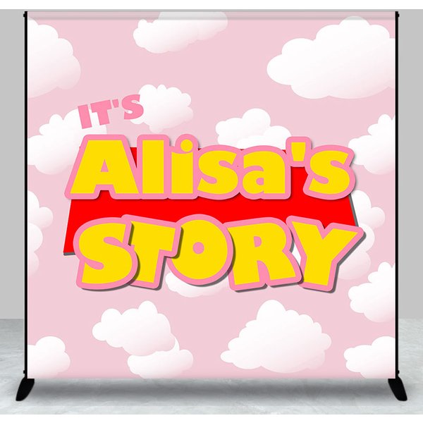 Aperturee Pink Sky Cloud Story Custom Baby Shower Backdrop, 3X3FT(1X1M), 15 USD, custom baby shower backdrops, DZLH0D123-O