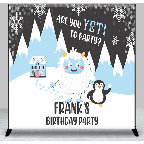Aperturee Personalized Are You Yeti to Party Custom Birthday Backdrop, Winter Yeti Photography, Kids Studio Background