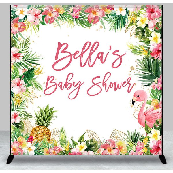 Aperturee Hawaii Summer Floral Custom Baby Shower Backdrop, 3X3FT(1X1M), 15 USD, custom baby shower backdrops, DZLHF051A-O