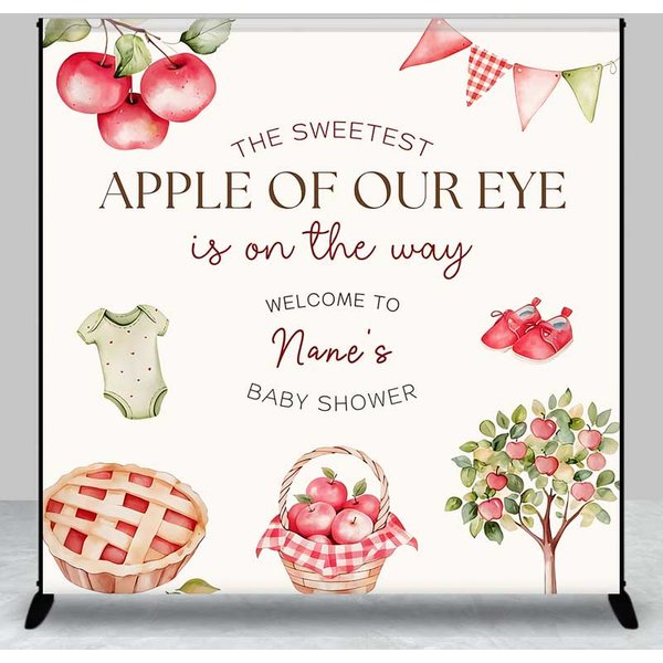 Aperturee Personalized Sweetest Apple of Our Eye Baby Shower Backdrop, Professional Fall Photography Background