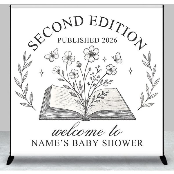 Aperturee Personalized Second Edition Custom Baby Shower Backdrop, Storybook Photography, Vintage Studio Background