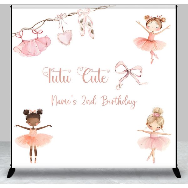 Aperturee Custom Ballerina Birthday Backdrop, Personalized Tutu Cute Ballet Theme Party Decoration Studio